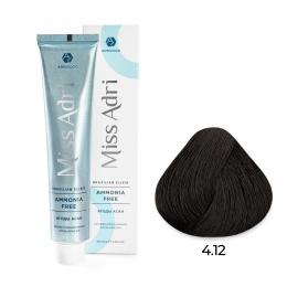 Крем-краска для волос ADRICOCO Miss Adri Brazilian Elixir Ammonia free 4.12 кор пепел перл 100мл