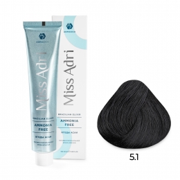 Крем-краска для волос ADRICOCO Miss Adri Brazilian Elixir Ammonia free 5.1 свет кор пепельный 100мл