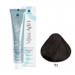 Крем-краска для волос ADRICOCO Miss Adri Brazilian Elixir Ammonia free 7.1 блонд пепельный 100 мл