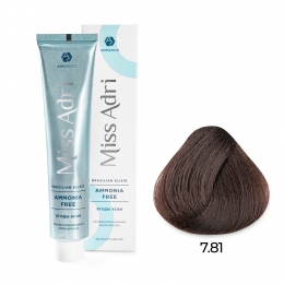 Крем-краска для волос ADRICOCO Miss Adri Brazilian Elixir Ammonia free 7.81 блонд карамел пеп 100мл