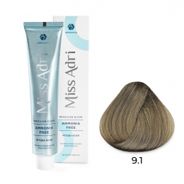 Крем-краска для волос ADRICOCO Miss Adri Brazilian Elixir Ammonia free 9.1 очень св блонд пеп 100мл
