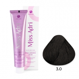 Крем-краска для волос Miss Adri Elite Edition, оттенок 3.0 Темный коричневый, ADRICOCO, 100 мл