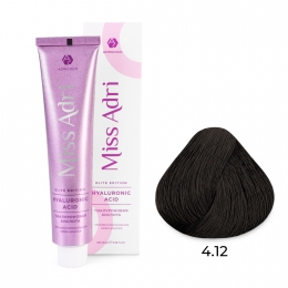 Крем-краска для волос Miss Adri Elite Edition, оттенок 4.12 Коричневый пепельный перламутровый, ADRICOCO, 100 мл