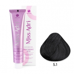 Крем-краска для волос Miss Adri Elite Edition, оттенок 5.1 Светлый коричневый пепельный, ADRICOCO, 100 мл