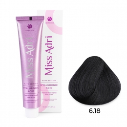 Крем-краска для волос Miss Adri Elite Edition, оттенок 6.18 Темный блонд пепельный коричневый, ADRICOCO, 100 мл